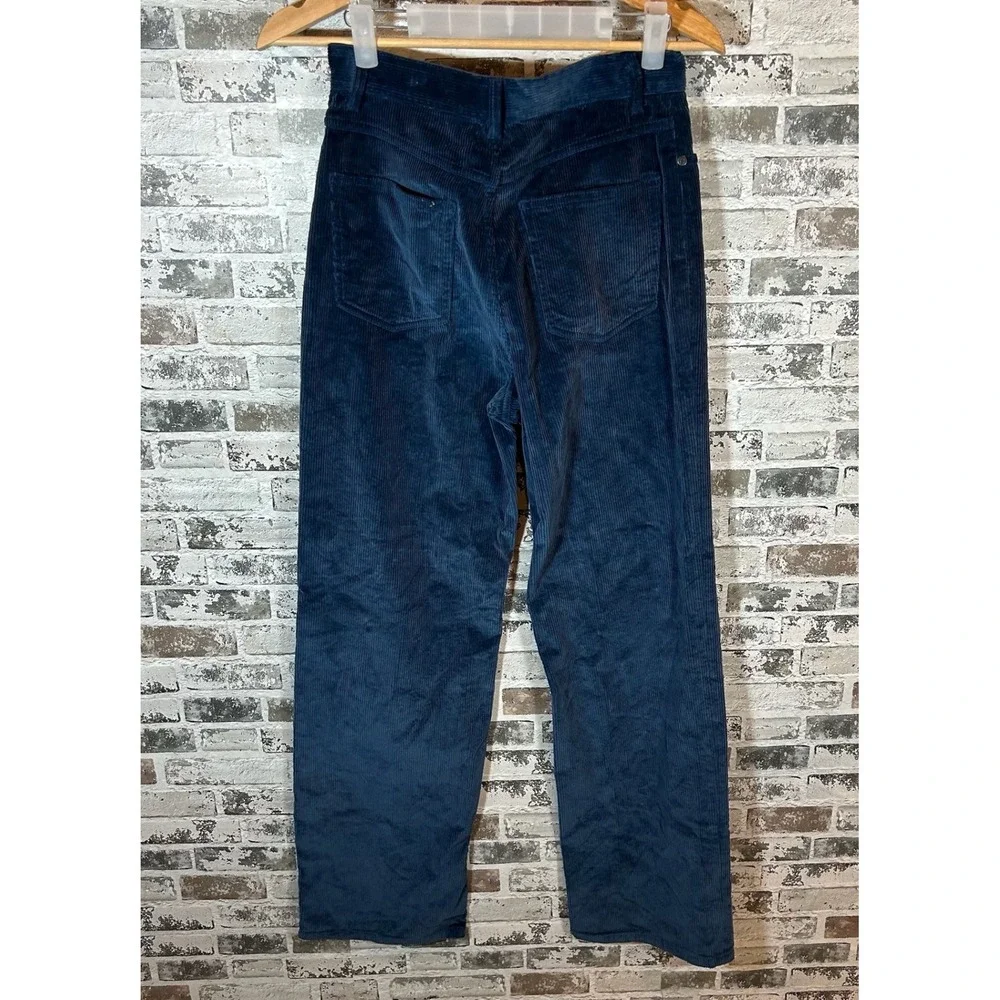 La Vie Rebecca Taylor Navy‎ Blue Corduroy Wide Leg High Rise Pants Size 27